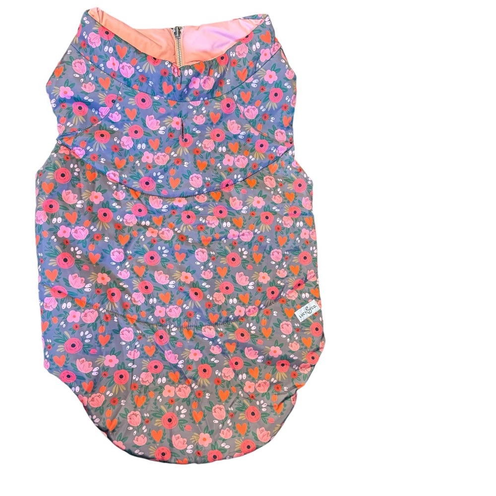Lucy & Co Pink Floral Reversible Puffer Vest Size XXL - Picture 4 of 11
